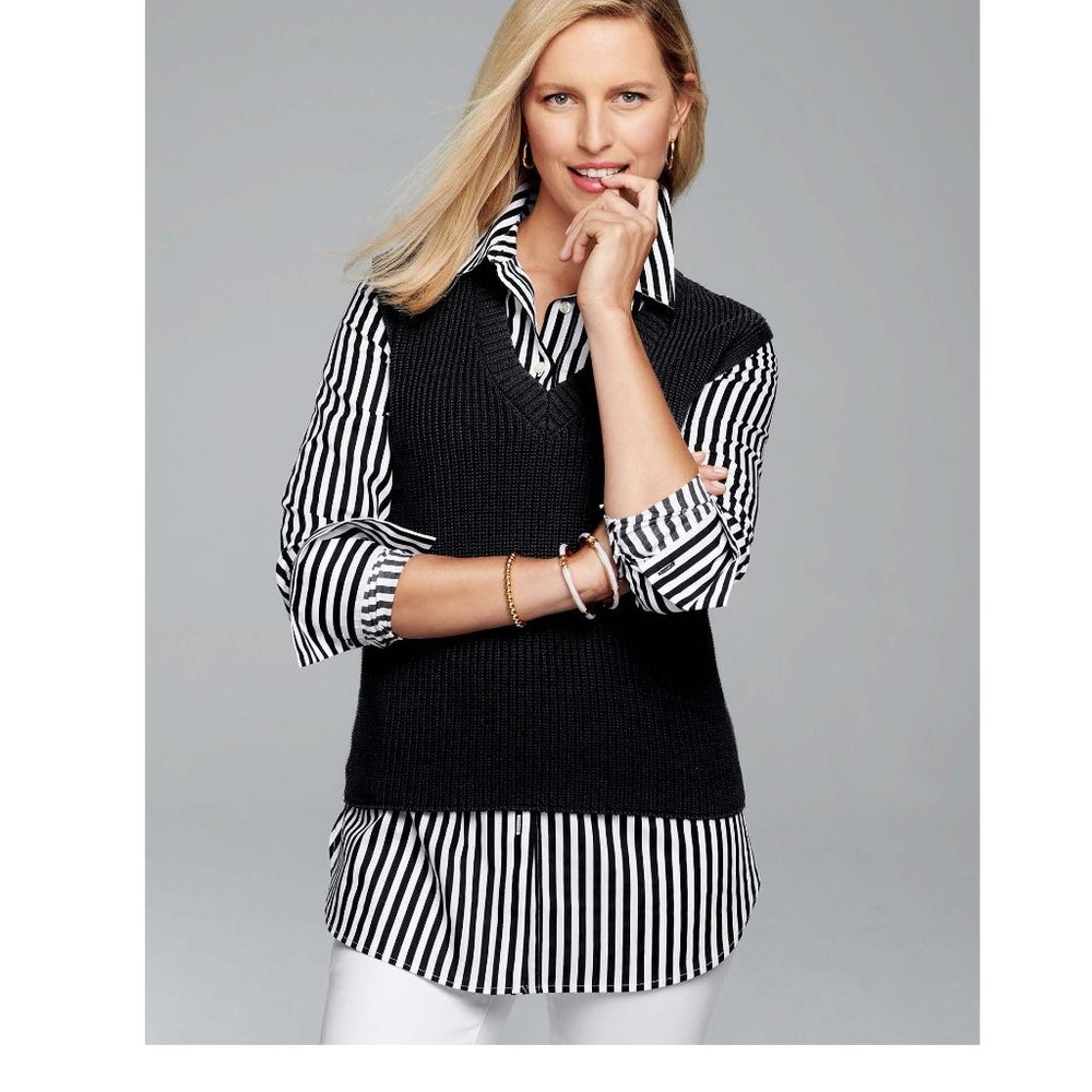 Talbots Shaker Stitch Sweater Vest, Black